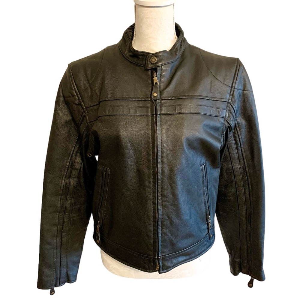 Tanners Avenue Black Leather Moto Motorcycle Jacket Women’s Ladies Size Medium